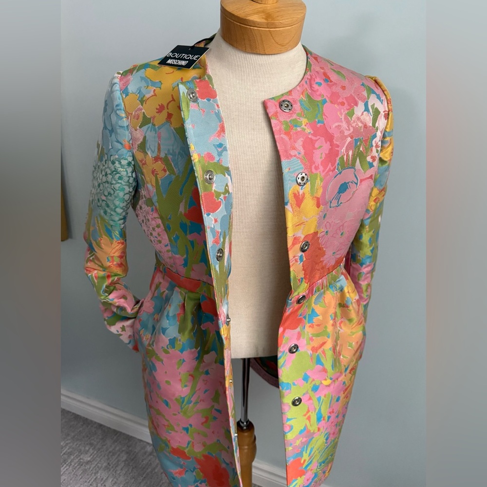 Boutique Moschino NWT Italian Floral Couture Dress Size 12 – Made in Italy - Picture 7 of 14